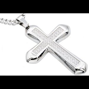 Stainless Steel IcedOut Cross Pendant